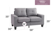 Glory Furniture upholstered stationary loveseat with track arm design, cozy seating for small living spaces, beige fabric upholstery.
