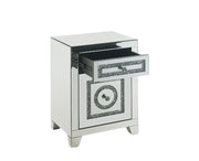 Noralie - 26"H Accent Table With Storage Drawers - Mirrored & Faux Diamonds - R&R Furniture Gallery (Fountain Valley, CA)