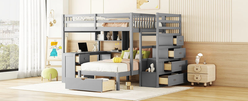Bunk Bed With Desk, Drawers And Shelves - R&R Furniture Gallery (Fountain Valley, CA)