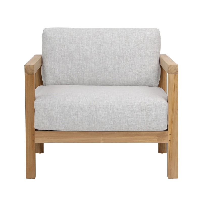 Boe - Outdoor Occasional Chair - Light Gray And Natural Teak