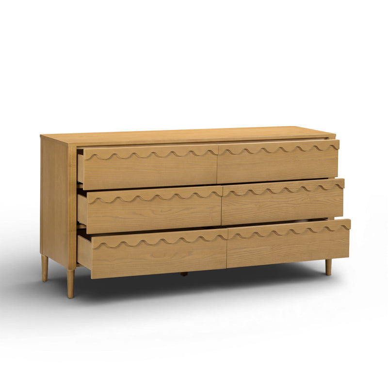 TOV Furniture Oodle 6 Drawer Dresser with sleek wood finish and modern design, featuring six spacious drawers.