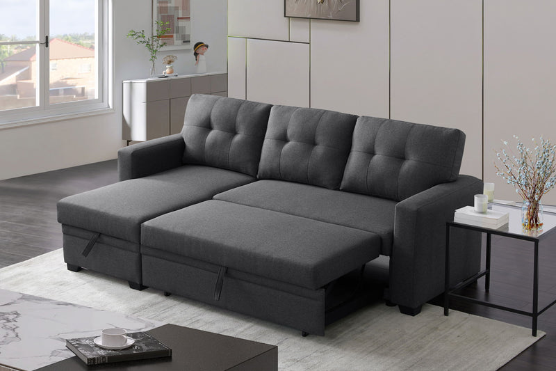 Upholstered Pull Out Sectional Sofa With Chaise - R&R Furniture Gallery (Fountain Valley, CA)