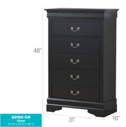 Louis Phillipe accent chest by Glory Furniture featuring a classic wooden design with multiple storage drawers.
