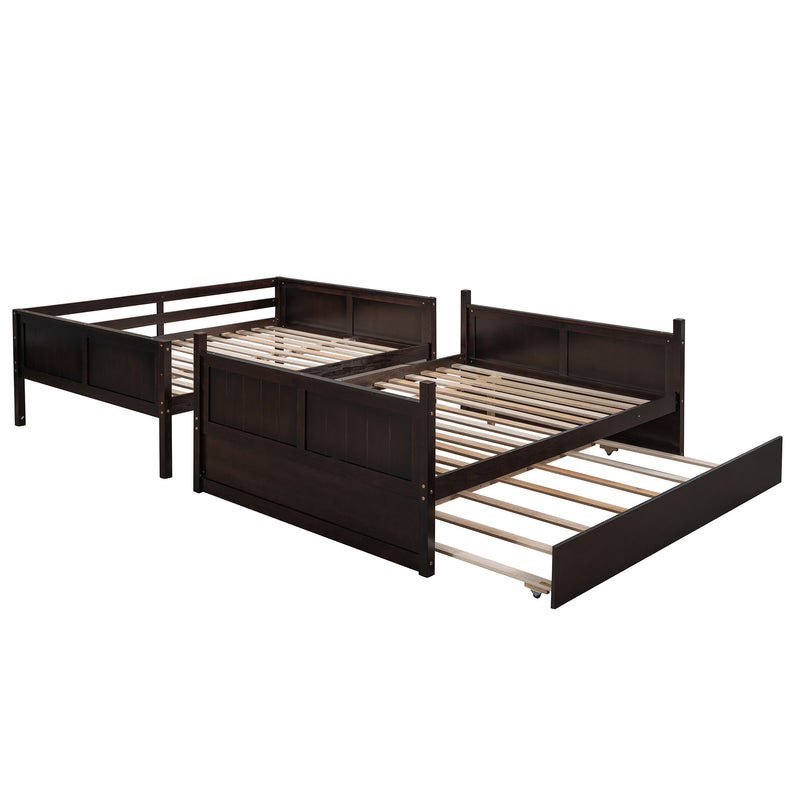 DreamHaus bunk bed with twin size trundle, featuring sturdy wood construction and space-saving design for kids' bedroom.
