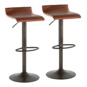 Set of two Lumi Source Ale industrial barstools with metal frames and wooden seats, perfect for modern kitchen or bar area.