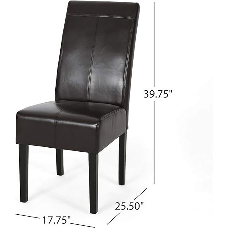 Bonded Leather Upholstered Dining Chair With Solid Wood Legs (Set of 2) - Chocolate - R&R Furniture Gallery (Fountain Valley, CA)