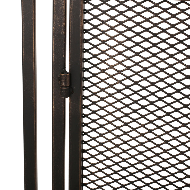 Noble House Samantha iron fireplace screen with two door design, decorative black metal fireplace protection for living room.
