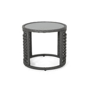 Achill - Outdoor Modern Boho Wicker Side Table With Glass Top - Gray - R&R Furniture Gallery (Fountain Valley, CA)
