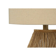 8th Street brown resin table lamp with rope design, transitional style, featuring a cylindrical shade and textured base.