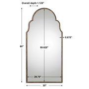 Uttermost Brayden Tall Arch Wall Mirror in light brown wood frame, reflecting a modern, elegant design for wall decor.