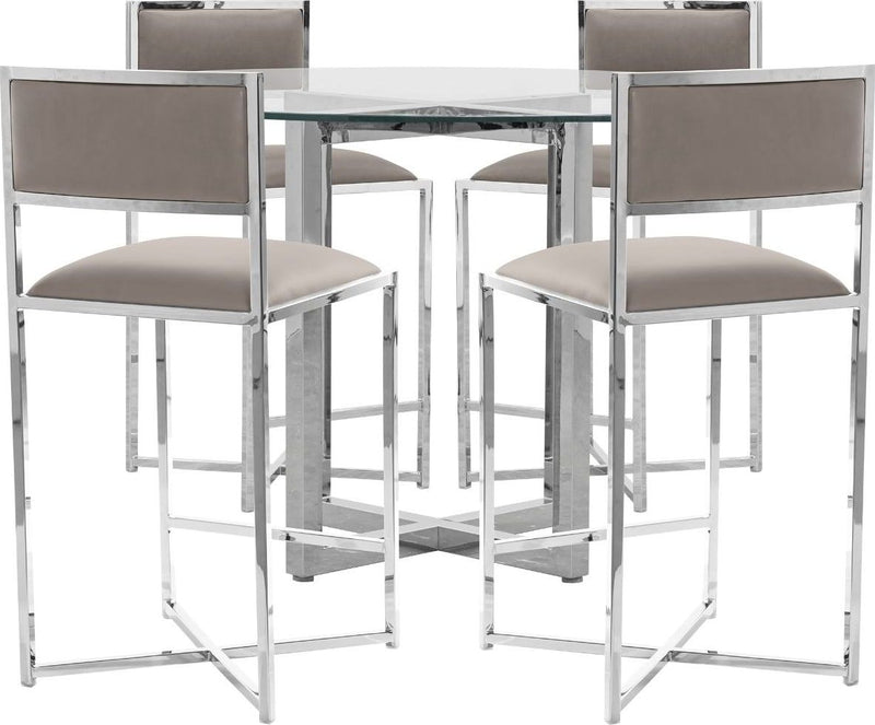 Amalfi X-Base Counter Stool in Taupe Leather