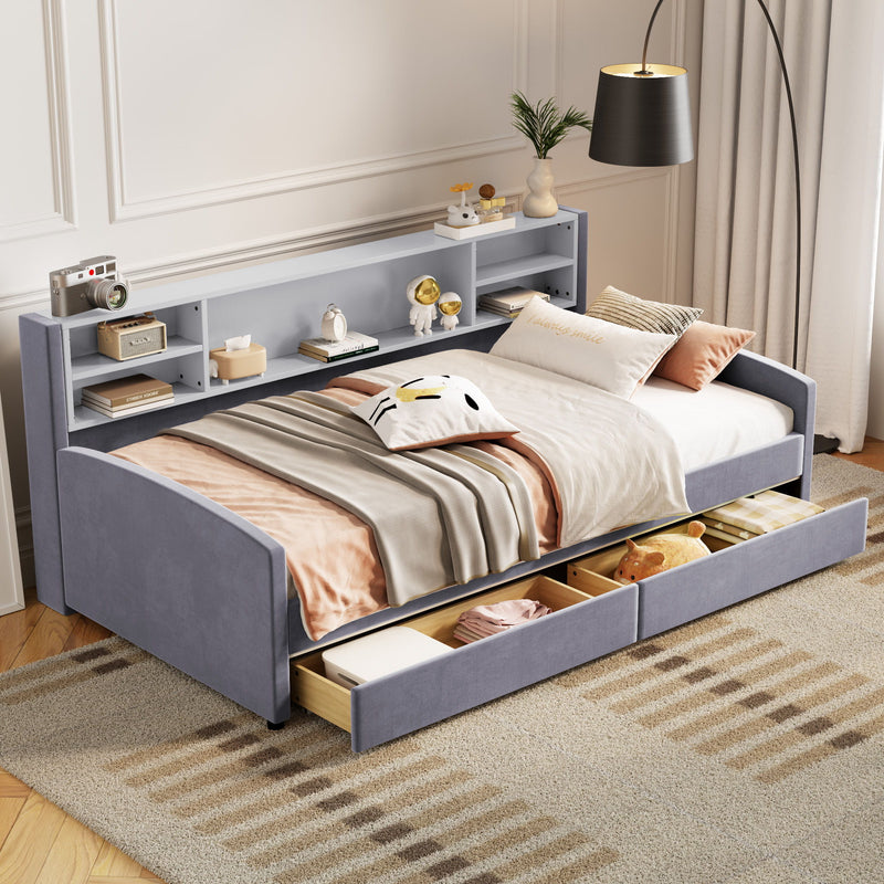 Luxurious Upholstered Platform Bed With Storage Drawers - R&R Furniture Gallery (Fountain Valley, CA)