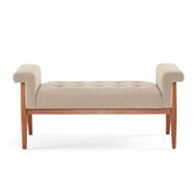 Elegant Tufted Ottoman - Beige / Brown - R&R Furniture Gallery (Fountain Valley, CA)