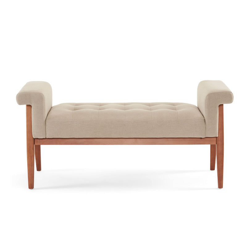 Elegant Tufted Ottoman - Beige / Brown - R&R Furniture Gallery (Fountain Valley, CA)
