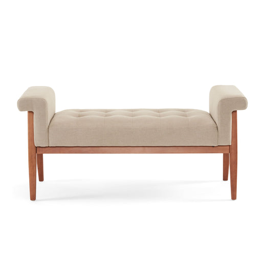 Elegant Tufted Ottoman - Beige / Brown - R&R Furniture Gallery (Fountain Valley, CA)