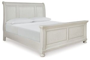 Signature Design by Ashley Robbinsdale sleigh bed set with six bedroom pieces, featuring classic wood finish and elegant design.