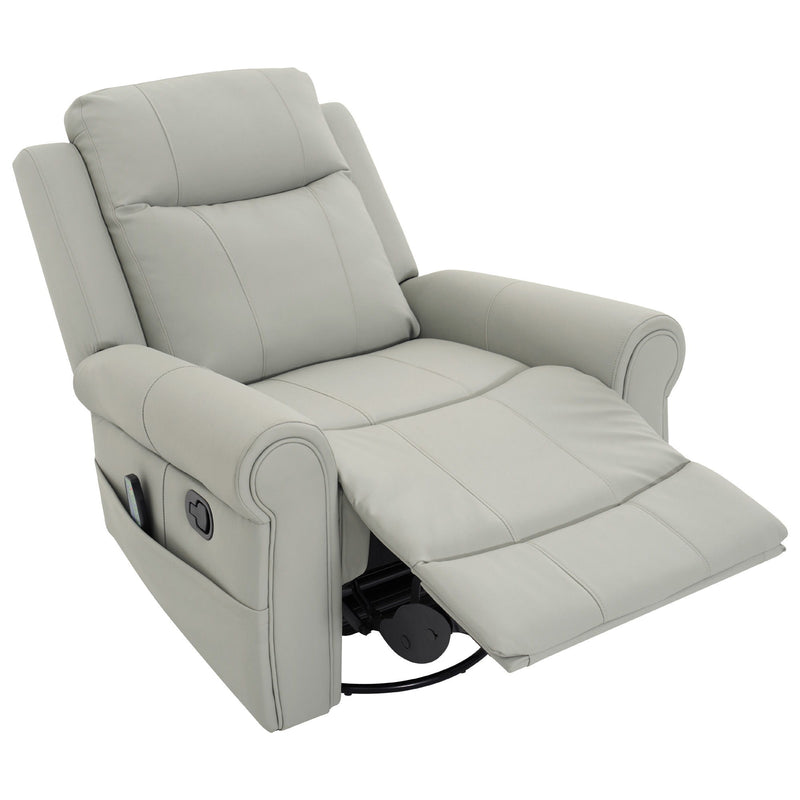 Manual Recliner Chair With 270 Degree Swivel, Massage & Heating, Dual Reclining Positions
