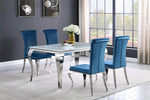 Carone 5-piece 61-inch Rectangular White Glass Dining Set Teal