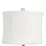 Set of two Lumi Source Diamond Torch contemporary crystal table lamps with clear and off-white shades, polished nickel bases.