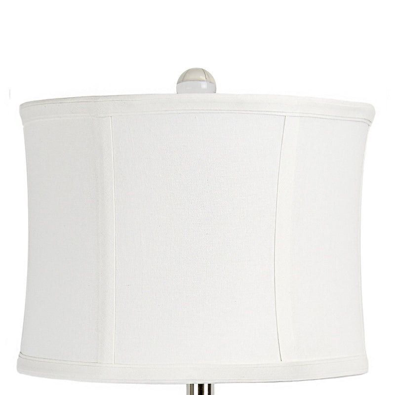 Set of two Lumi Source Diamond Torch contemporary crystal table lamps with clear and off-white shades, polished nickel bases.