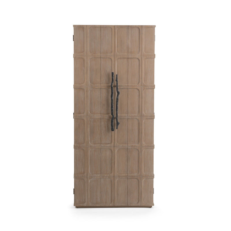 Classic Home Corin tall accent cabinet with wood finish featuring multiple storage compartments and sleek design.
