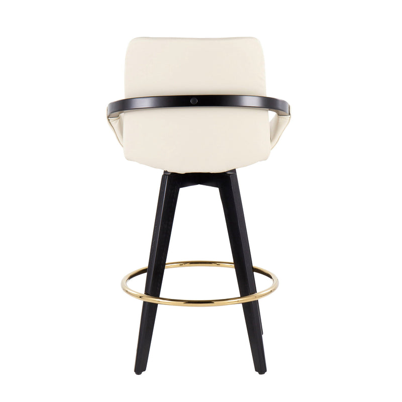 Lumi Source Cosmo contemporary counter stool set with swivel, fixed height, round footrest, shown in a modern kitchen setting