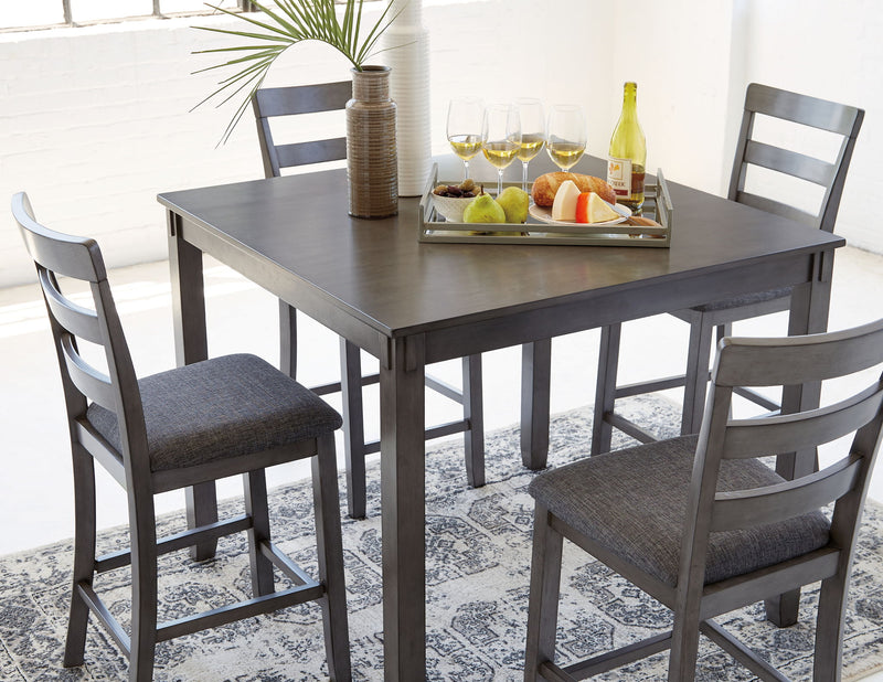Bridson - Square Counter TBL Set (Set of 5) - Gray - R&R Furniture Gallery (Fountain Valley, CA)