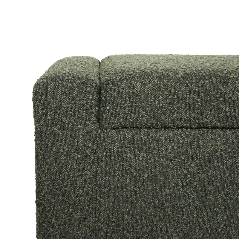 Noble House textured fabric ottoman bench with hinged lid, featuring a plush cushioned top and sturdy wooden base.
