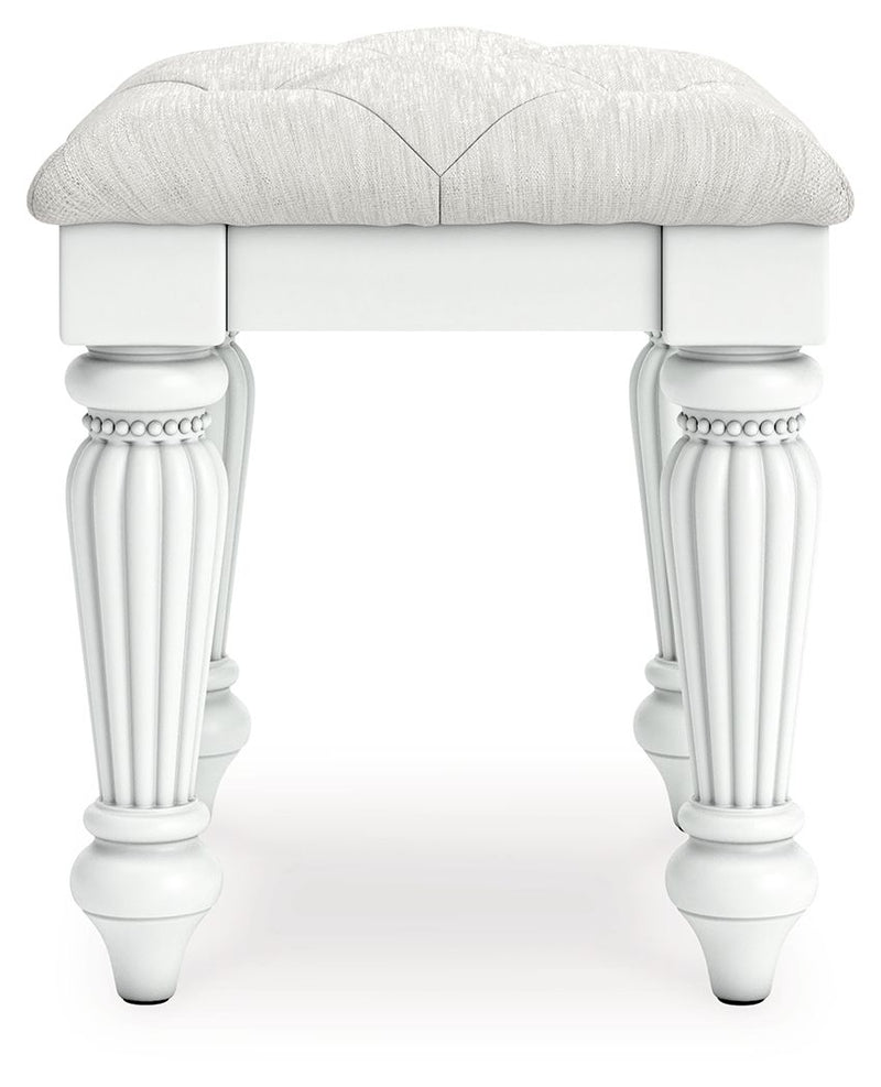 Kozlani - Vanity Upholstered Stool - White - R&R Furniture Gallery (Fountain Valley, CA)