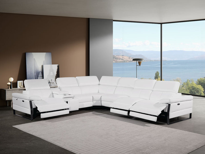 1246 - 7-Piece L-Shaped Modular Power Reclining Sectional With 3 Power Recliners And Power Headrests
