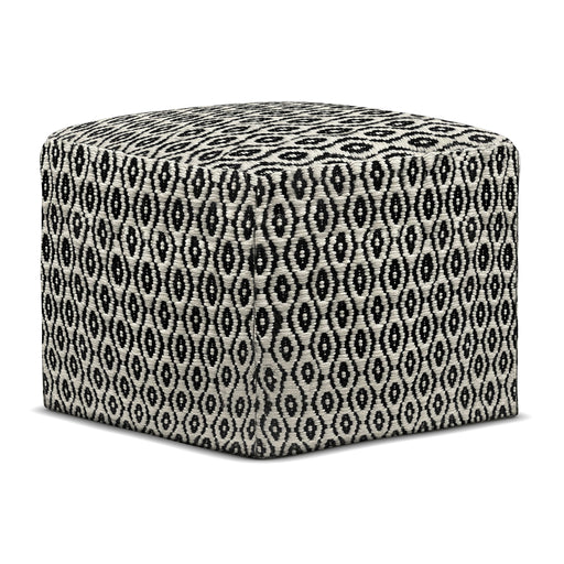 Kiana - Square Outdoor / Indoor Pouf - Black / White - R&R Furniture Gallery (Fountain Valley, CA)