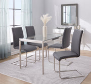 Lumi Source Fuji Foster contemporary 5-piece dining set with glass tabletop and modern design, perfect for stylish dining rooms.