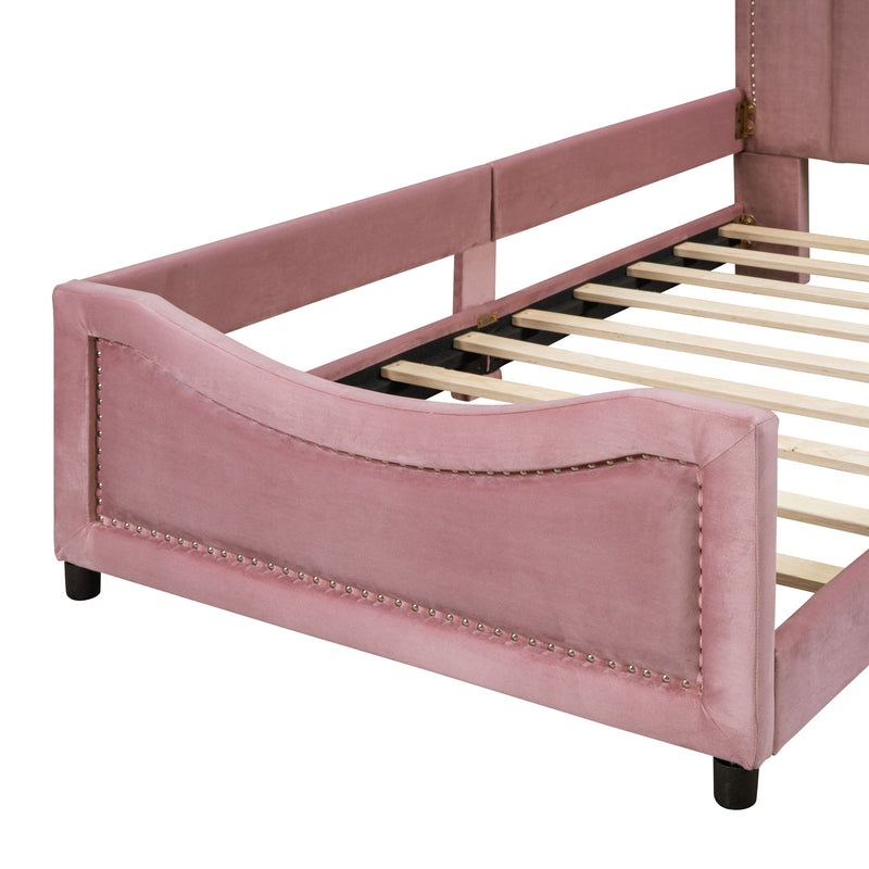 Upholstered Daybed With Classic Stripe Shaped Headboard - R&R Furniture Gallery (Fountain Valley, CA)