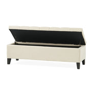 Button Tufted Diamond Stitch Storage Ottoman - Beige - R&R Furniture Gallery (Fountain Valley, CA)