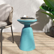 Modern metal outdoor end table by Noble House featuring a large round surface and sleek design for patio or garden use.