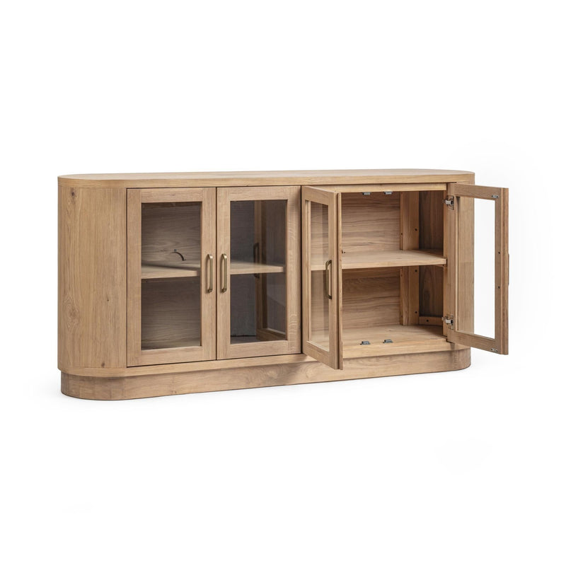 Classic Home Vander 4-door buffet with wooden finish, featuring cabinet doors and a spacious top surface for dining or storage.