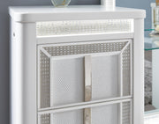 White Chalanna vanity set with mirror from Signature Design by Ashley, featuring a sleek modern design and spacious tabletop.