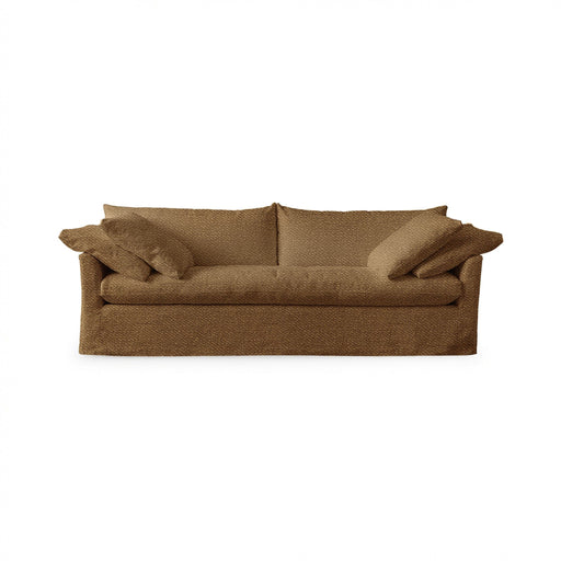 Classic Home Cassiano slip cover sofa with plush cushions and neutral fabric, perfect for a cozy living room setting.