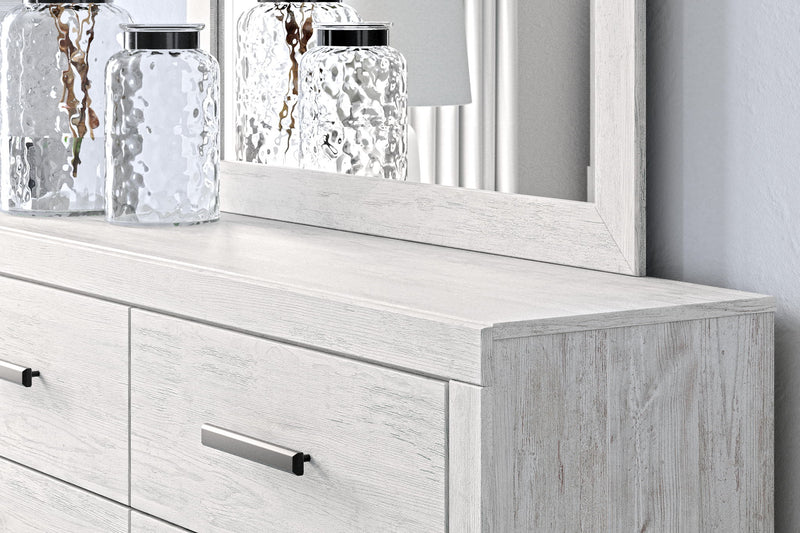 Whitewash Cayboni dresser and mirror by Signature Design Ashley, showing the elegant dresser with matching mirror in a modern style.