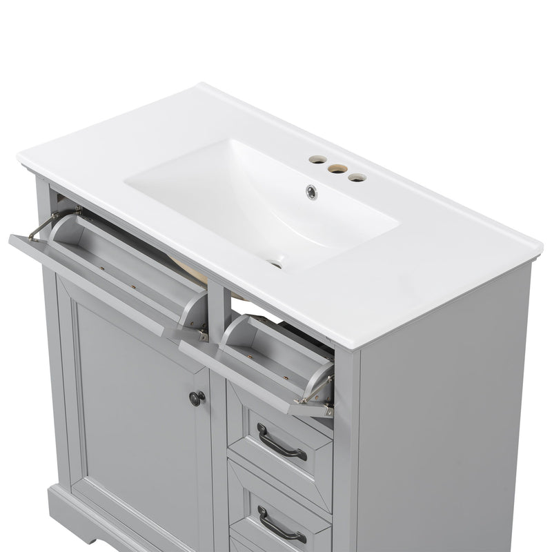 36" Bathroom Vanity With Sink, 2 Tip-Out Drawers, Soft Close Hinges - R&R Furniture Gallery (Fountain Valley, CA)