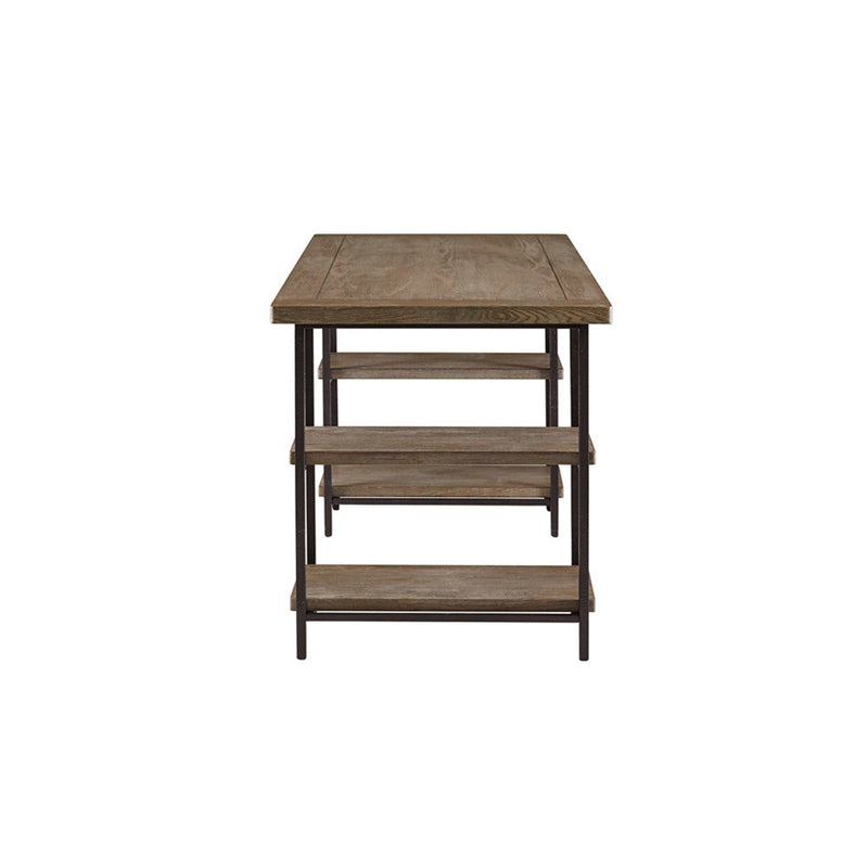 Industrial Style Metal Frame Accent Desk With Side Shelving - Gray - R&R Furniture Gallery (Fountain Valley, CA)