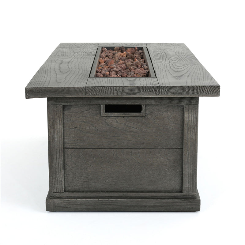 Transitional Rectangular Outdoor Propane Fire Pit With 50, 000 Btu