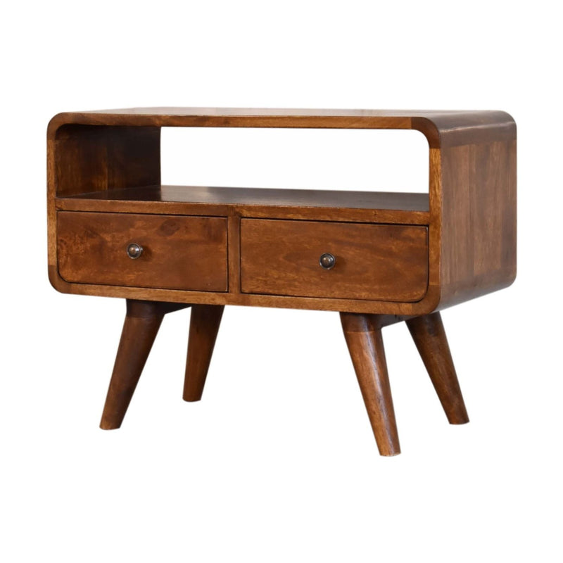 Solid Wood Curved Media Unit - R&R Furniture Gallery (Fountain Valley, CA)