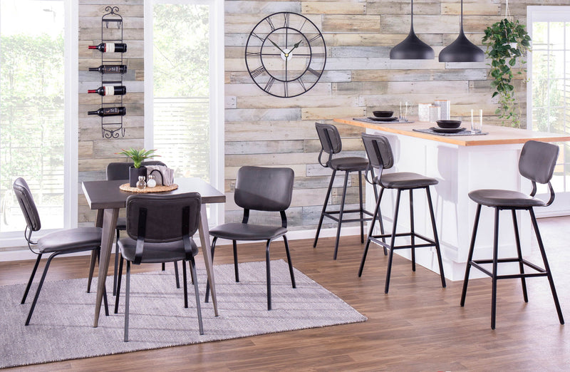 Foundry - Contemporary Barstool Zig Zag Stitching (Set of 2) - Gray