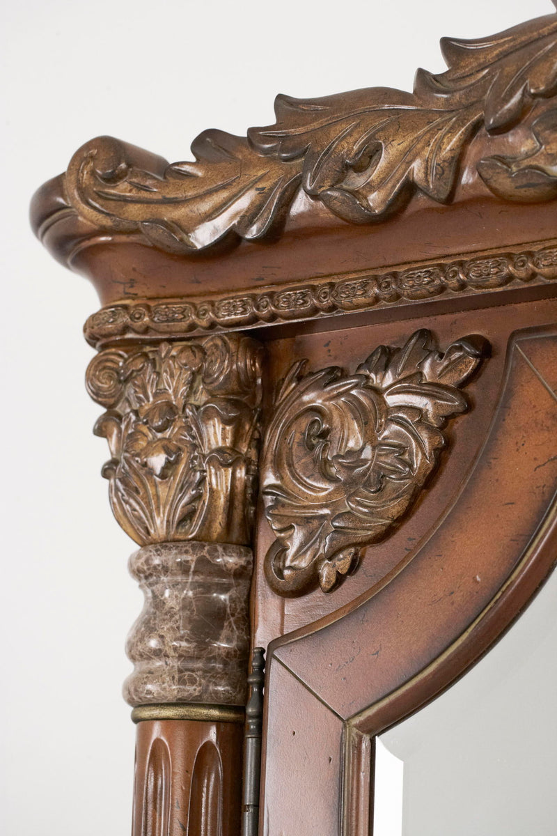 Villa Valencia - Accent Floor Wall Mirror With Storage - Classic Chestnut - R&R Furniture Gallery (Fountain Valley, CA)