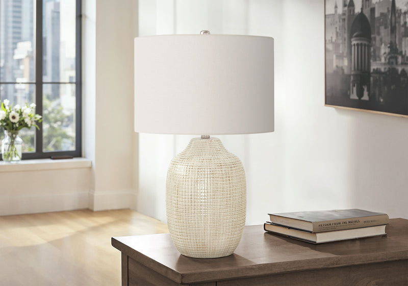 Table Lamp, Lighting, Ceramic, Contemporary - Cream - R&R Furniture Gallery (Fountain Valley, CA)