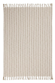 Ivory and natural-colored Linna throw blanket from Classic Home, 50x70 inches, soft and cozy for home decor or warmth.