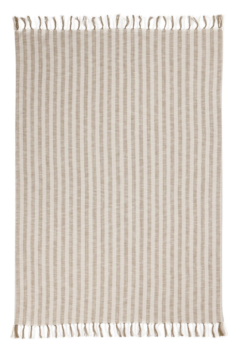 Ivory and natural-colored Linna throw blanket from Classic Home, 50x70 inches, soft and cozy for home decor or warmth.