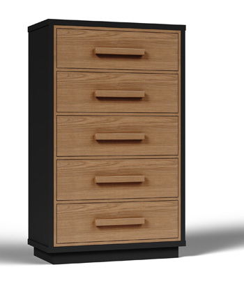 Kozmour - Five Drawer Chest - Black / Brown - R&R Furniture Gallery (Fountain Valley, CA)