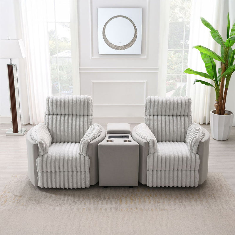 Emee - Glider Recliner With Swivel - Gray Corduroy - R&R Furniture Gallery (Fountain Valley, CA)